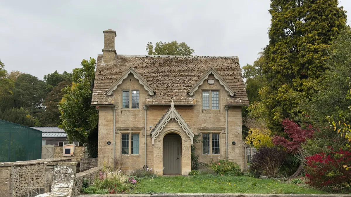 A thatched stone cottage on the Westonbirt Arboretum estate